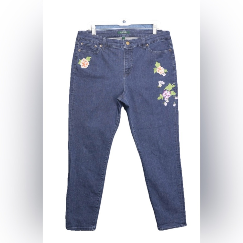 LAUREN RALPH LAUREN Jeans Women’s 14 Cropped Embroidered Skinny Ankle Pants